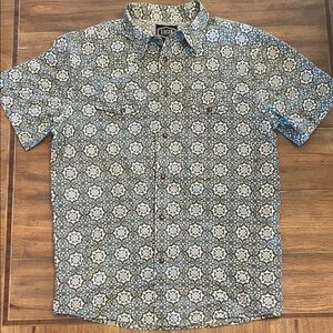 GIBSON Men's Western Blue-Green Patterned Snap-down Shirt. Sz L.